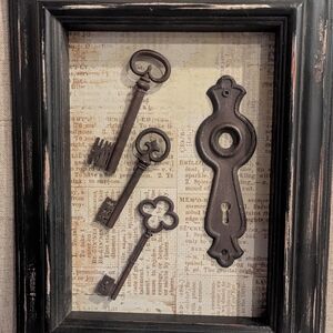 Vintage Style Framed Skeleton Keys Decor